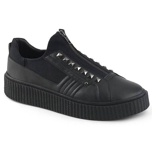 Demonia Men's Sneeker-125 Sneakers - Black Canvas/Black Faux Leather D8041-72US Clearance